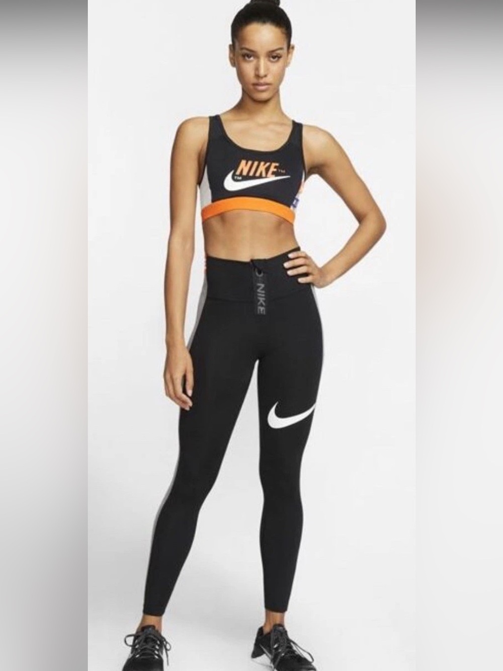 Nike Pro Dri-Fit Power Icon Clash 7/8 Athleisure Leggings Black Grey SZ.XS